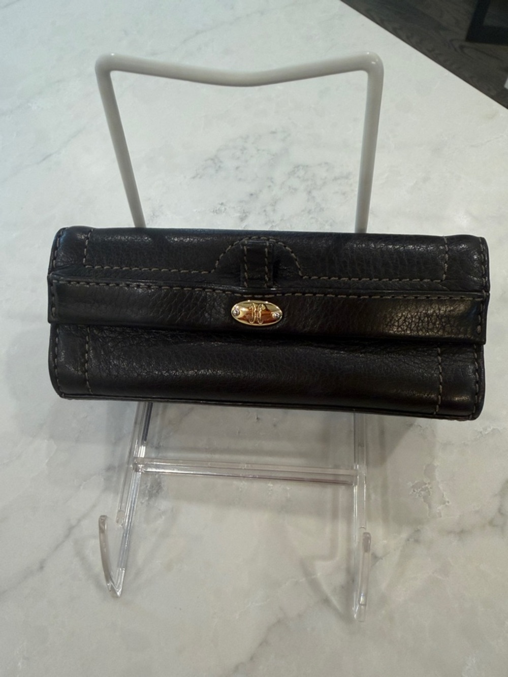 Cole Haan Brown Leather Women's Wallet with Gold-Tone Accent